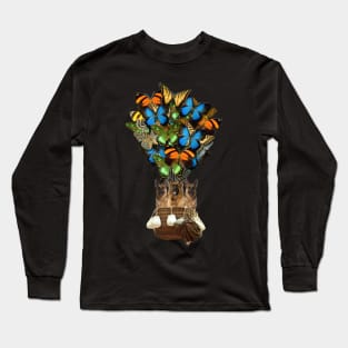 German Shepherd Dog Butterfly Hot Air Balloon Long Sleeve T-Shirt